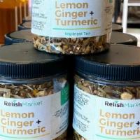 Lemon, Ginger & Turmeric Loose Leaf Tea · Wellness Loose Leaf Tea: Organic Turmeric, Ginger Root, Organic Lemongrass, Organic Tulsi Bl...