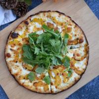 White · gochujang roasted local delicata squash, truffled ricotta, sharp cheddar and mozz, and baby ...