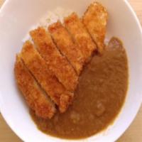 Japanese Chicken Katsu Curry Don · Lightly breaded chicken cutlet with Japanese curry over rice. Served with ginger salad or mi...