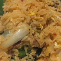 Hot Basil Fried Rice · Hot. Spicy fried  rice with fresh basil leaves, red & green peppers, onion & egg. Choice of ...