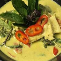 Sala Thai Curry Specials Green Curry · Medium spicy. With bamboo shoots and basil leaves with a meat.