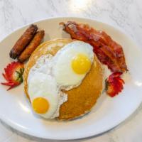 Liberty Bell Jamboree · Most popular. Pancakes or French toast, two eggs and home fries, two sausages, and two piece...