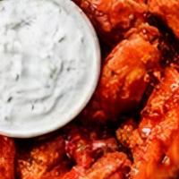 Wings · 8 Wings served with your choice of sauce, Celery, Carrots and Ranch or Blue Cheese dressing.