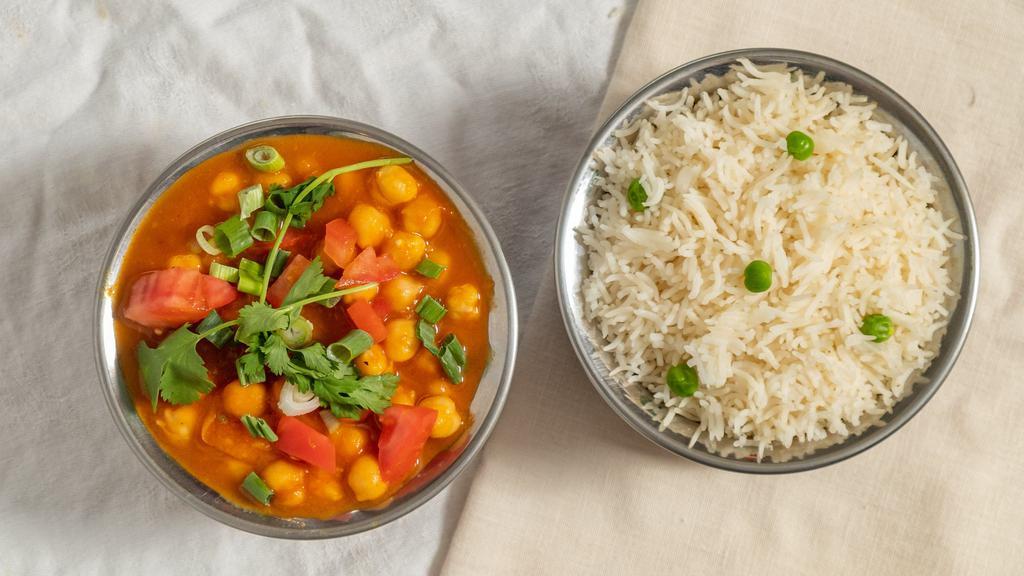 Chana Masala · Chickpeas cooked in Indian spices and gravy.