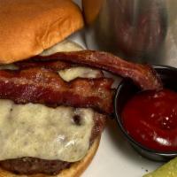 Joe Burger · Grilled black angus beef, thick bacon, farmhouse vt. cheddar cheese, killer mayo. Served wit...