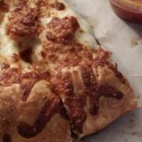 Bbq Pit Calzone · Fried Chicken Tenders , BBQ sauce, our white sauce and our special blend of cheese and Sauce...