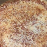 Classic Cheese Pizza · Mozzarella cheese with piancone tomato pizza sauce.