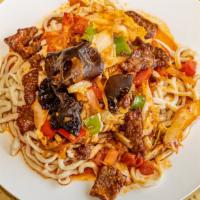 Guyro Lagman  · Noodle served with stir fried veggie and beef
