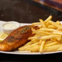 Grilled Salmon · Salmon grilled to perfection served with French Fries.