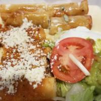 Taquito Bites · Small crisp corn tortillas with choice of chicken or shredded beef. Served with lettuce, tom...