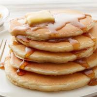Pancake For Vegetarian · Comes with three pancakes, two eggs any style and choice of home fries or grits.