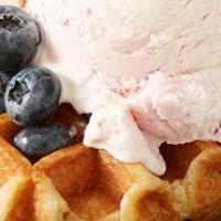 Premium Belgian Waffles · Comes with three premium belgian waffles, two eggs any style and choice of meat.