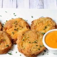 Fried Green Tomatoes (Small) · Delicious, classic Southern fried green tomatoes, served with boom boom sauce on the side.
