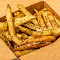 Za'Atar French Fries · Russet fries tossed with za'atar-oil and toasted za'atar. (Vegan. Gluten-free.)