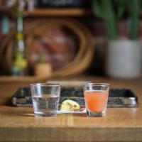 Pico Back · TX spin on the pickleback! 1oz tequila + chaser of pico de gallo juice