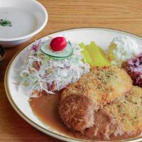 Chicken Katsu · Deep-fried chicken cutlet with katsu Guys gravy sauce, cream soup,crab meat - potato salad, ...