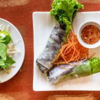Fresh Vegetarian Spring Rolls / Gỏi Cuốn Chay · tofu, lettuce, bean sprouts, basil and vermicelli. wrapped with rice paper. served with our ...