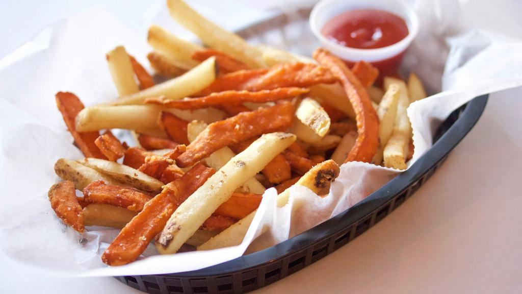 Mixed Fries · Side of mixed sweet potato and regular French fries.