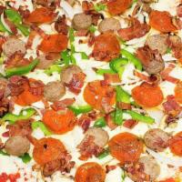 Italian Bomb - Medium · Mushrooms, onions, peppers, roasted garlic, pepperoni, italian sausage, bacon, mozzarella, a...