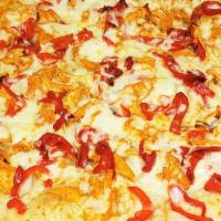 Buffalo Chicken - Medium · Roasted red peppers, onions, gorgonzola, & mozzarella.