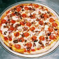 Meat Lovers - Large · Ham, meatball, sweet itatlian sausage, pepperoni, bacon, mozzarella, and red sauce
