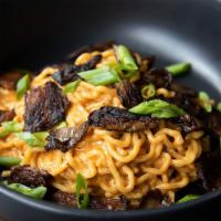 Dan Dan Noodles · Dan Dan Noodles with spicy sesame sauce, sichuan peppercorn, five-spice glazed mushrooms. Pl...