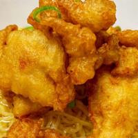 Ba Mee Crispy Chicken · The most famous Thai egg noodles (dry Thai style or soup style in chicken broth) with crispy...