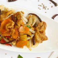 Crispy Chicken Hinmapaen · Lightly breaded chicken with assorted vegetable, pineapple and cashew nut, mild spicy brown ...