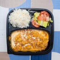 Pan-Am Butter Chicken · Boneless breast of chicken tenders with butter, yogurt, peepers, tomatoes and garlic sauce s...