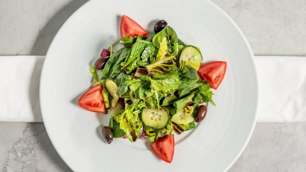 Mista Salad · Mixed green with fresh tomatoes and cucumber in homemade balsamic vinegar.
