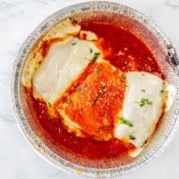 Eggplant Rollatini · Three pieces. Eggplant stuffed with ricotta cheese, topped with tomato sauce and mozzarella ...