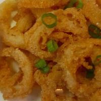 Crispy Calamari · Deep-fried breaded calamari rings.