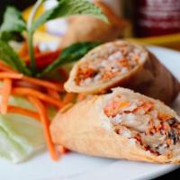 Crispy Spring Rolls (2) · Pork, taro, mushroom, onion, clear vermicelli, hv homemade sauces or sweet chili duck.