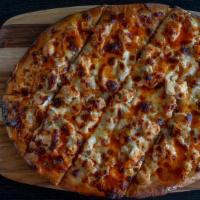 Buffalo Chicken Flatbread · Grilled chicken, buffalo sauce and mozzarella cheese. Comes with a side of ranch.