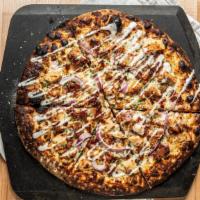 Chicken Bacon Ranch Pizza · Mozzarella cheese, chicken, bacon, green onion, ranch