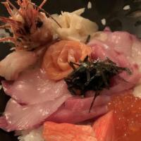 Chirashi Sushi · Raw. Assortment of sashimi on sushi rice.