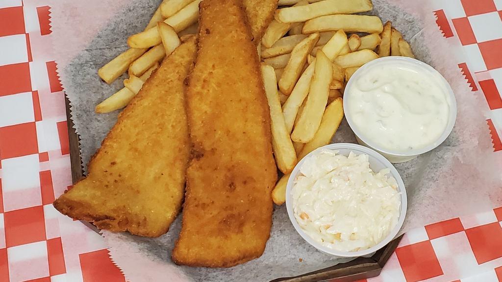 Basa (Swai) · 2 pieces fish served with French fries and coleslaw.