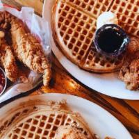 Waffle Combo Plates  One · 2 PC  chicken  2 waffles  2 fruit Cups 2 butter  2 Syrup 1 (side of waffle Fries). 2 soda

1...
