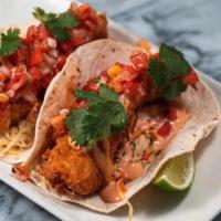 Baja Fish Tacos · crispy haddock, chipotle slaw, pico de gallo, sriracha aioli