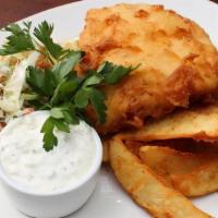  Fish & Chips · beer-battered atlantic cod, coleslaw, tartar sauce