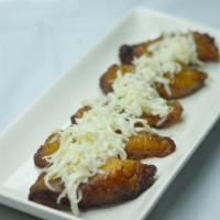 Tajadas Con Queso · Fried sweet plantain with queso blanco