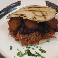 La Pabellon · Black beans, shredded beef, and fried sweet plantain