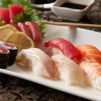 Sushi And Sashimi Combo · 5 pieces sushi, 9 pieces sashimi, plus tekka maki.