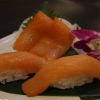 Smoked Salmon · Sushi 2 pcs and sashimi 3 pcs.