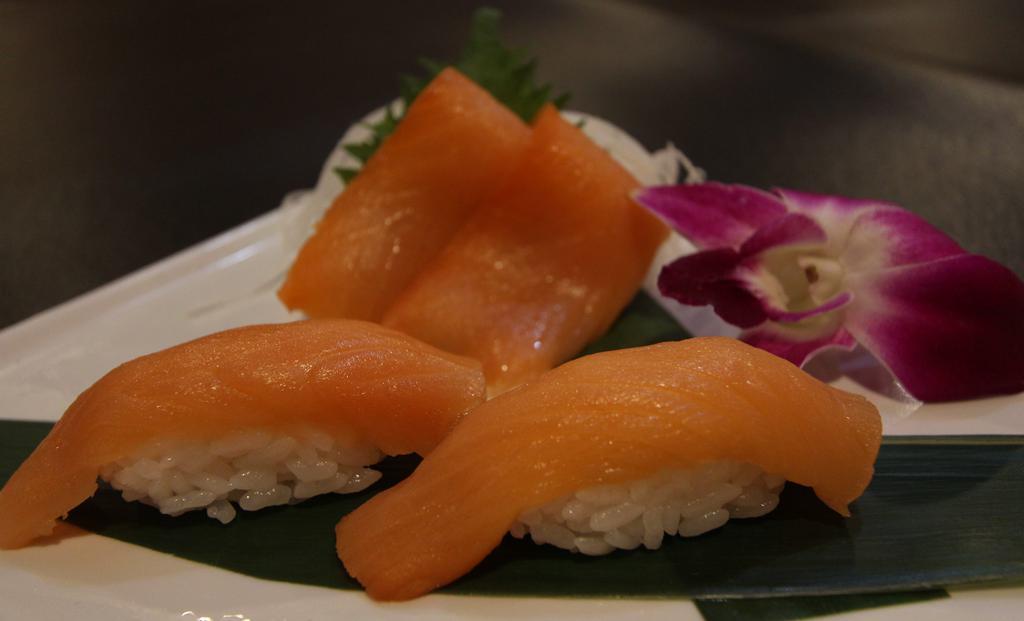 Smoked Salmon · Sushi 2 pcs and sashimi 3 pcs.