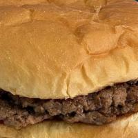 Double Hamburger · Two fresh ground beef patties, made daily, on a toasted bun.