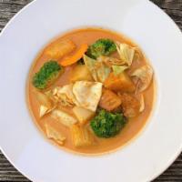 Pumpkin Curry Tofu · pumpkin curry, pumpkin, bell pepper, basil