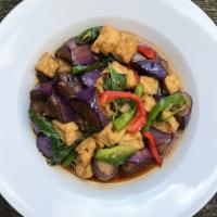 Eggplant Tofu · eggplant, chili, basil, black bean sauce