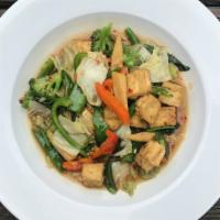 Kra Prow Tofu · basil, broccoli, bell pepper, chili, garlic sauce