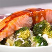 Salmon (2 Pieces) · (2) Grilled salmon served with a choice of grits, home fries or rice broccoli.